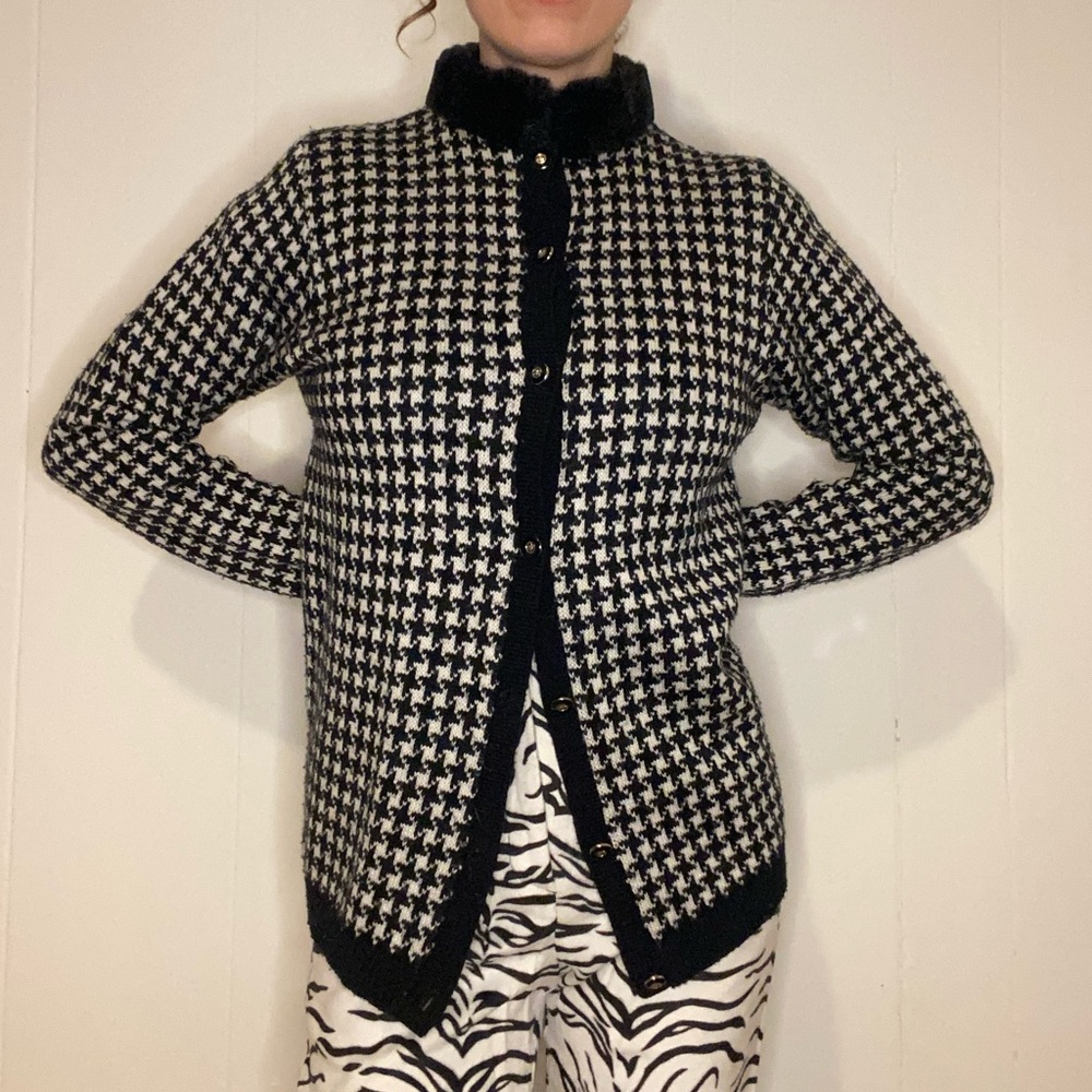 Black and White Houndstooth Cardigan vintage